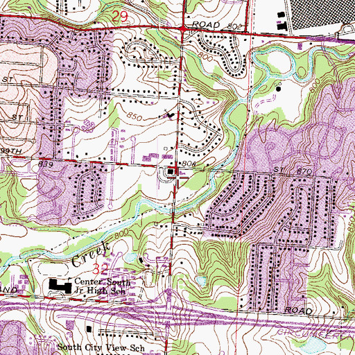 Topographic Map of Kansas City Missouri Fire Department Station 36, MO