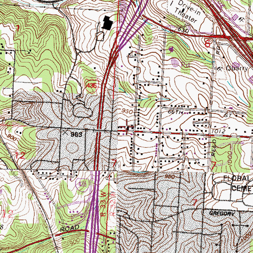 Topographic Map of Kansas City Missouri Fire Department Station 33, MO
