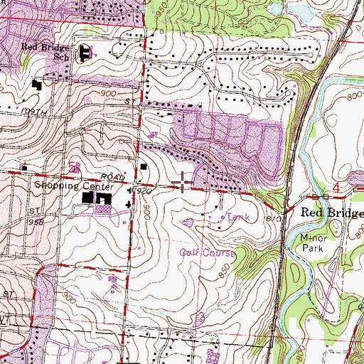 Topographic Map of Kansas City Missouri Fire Department Station 28, MO