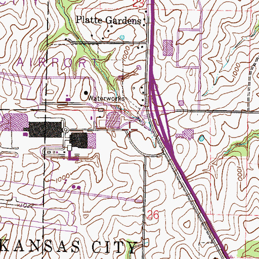 Topographic Map of Kansas City Missouri Fire Department Station 16, MO