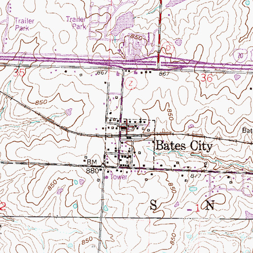 Topographic Map of Sni Valley Fire Protection District Station 2, MO