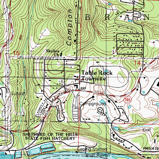Topographic Map of Western Taney County Fire Protection District Station 3, MO