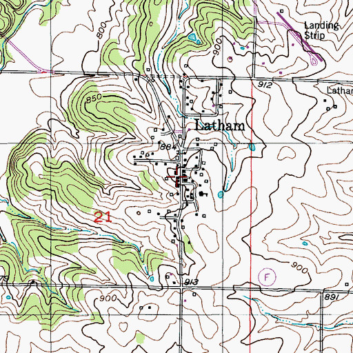 Topographic Map of Fortuna Fire Protection District Latham, MO