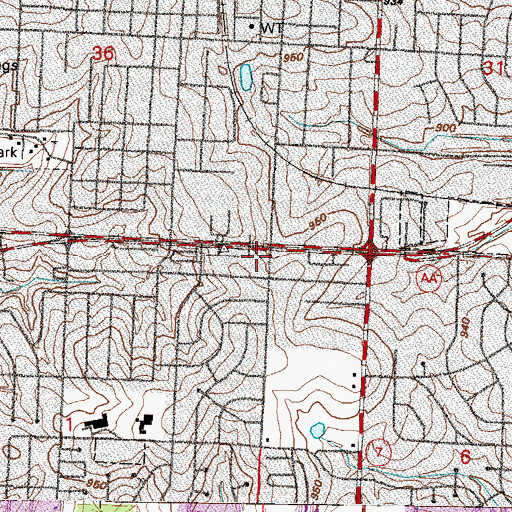 Topographic Map of Central Jackson County Fire Protection District Station 1, MO