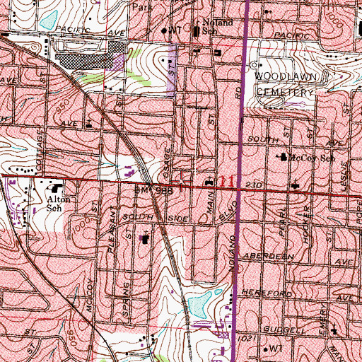 Topographic Map of Independence Fire Department Station 4, MO