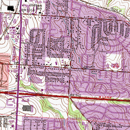 Topographic Map of Independence Fire Department Station 2, MO