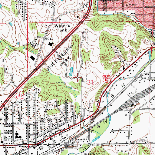 Topographic Map of Hannibal Fire Department Station 2, MO