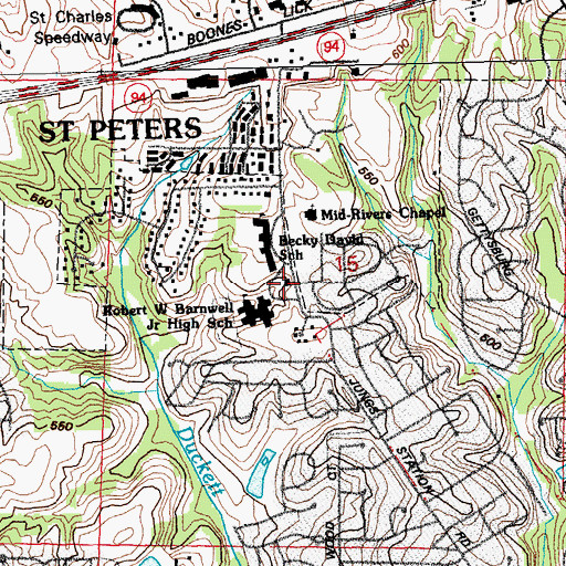 Topographic Map of Central County Fire and Rescue Station 6, MO