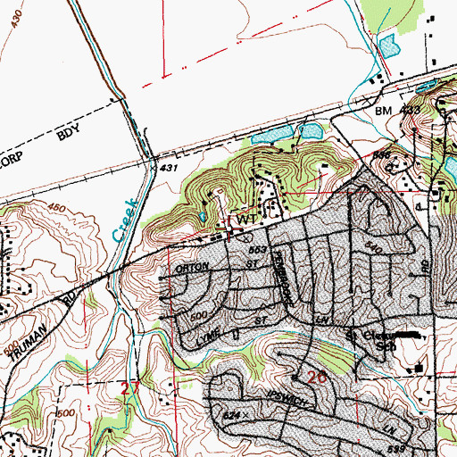Topographic Map of Central County Fire and Rescue Station 5, MO