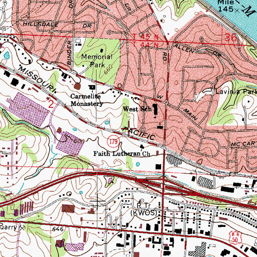 Topographic Map of Jefferson City Fire Department Station 3, MO