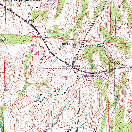 Topographic Map of Cooper County Fire Protection District Station 3, MO