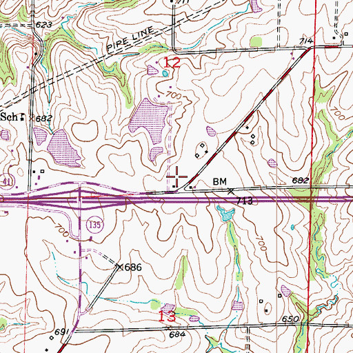 Topographic Map of Cooper County Fire Protection District Station 2, MO