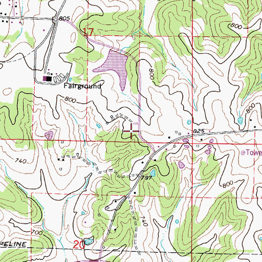 Topographic Map of Cole County Fire Protection District Station 1, MO