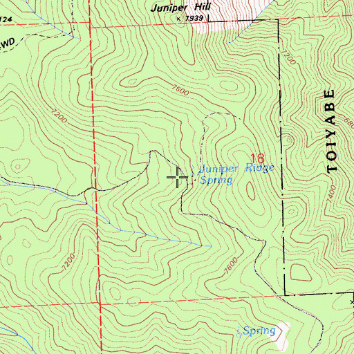 Topographic Map of Juniper Ridge Spring, CA