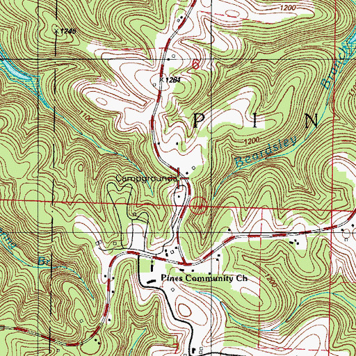 Topographic Map of Southern Stone County Fire Protection District Station 12, MO
