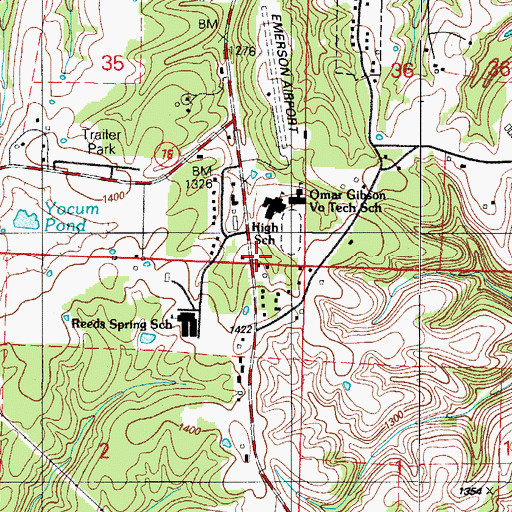 Topographic Map of Southern Stone County Fire Protection District Station 11, MO