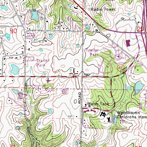 Topographic Map of Columbia Fire Department Station 8, MO