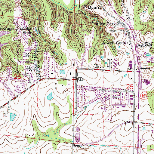 Topographic Map of Columbia Fire Department Station 7, MO