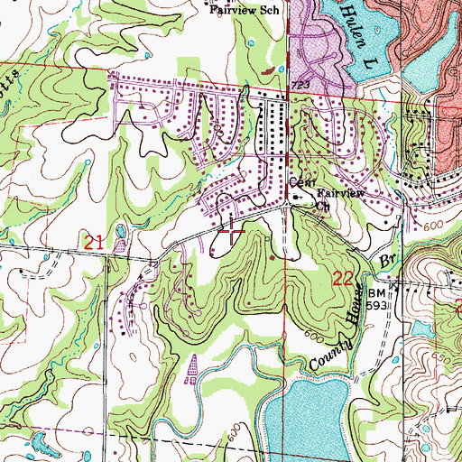 Topographic Map of Columbia Fire Department Station 6, MO