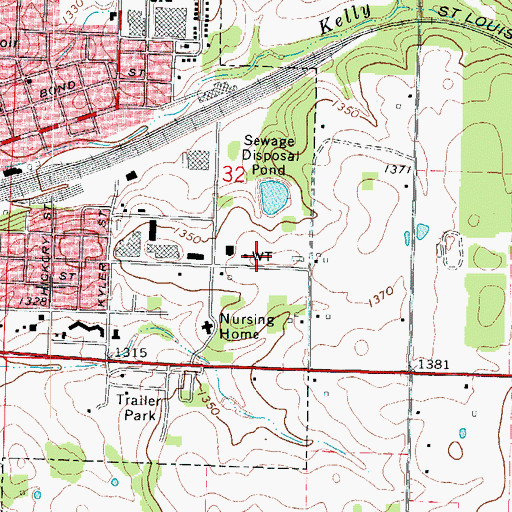 Topographic Map of Monett Fire Department Station 2, MO