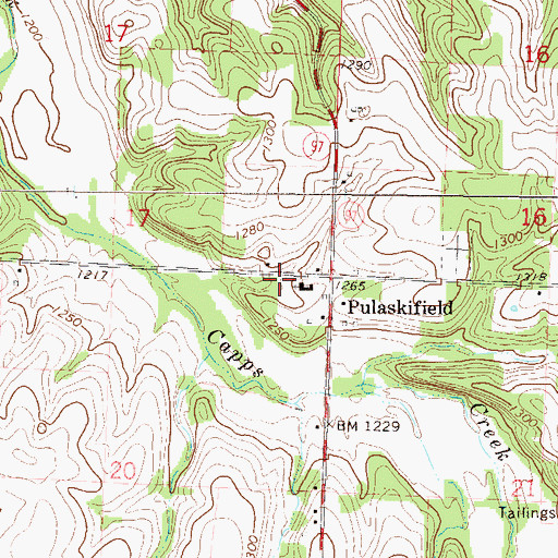 Topographic Map of Monett Rural Fire Association Station 3, MO