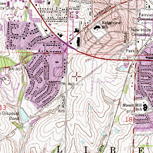 Topographic Map of Liberty Fire Department Station 2, MO