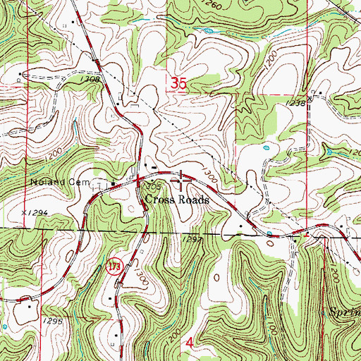 Topographic Map of North Stone Northeast Barry County Fire District Station 25, MO