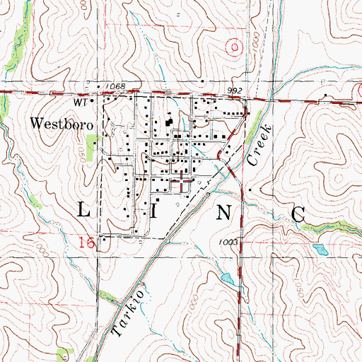Topographic Map of Westboro Rural Volunteer Fire Department, MO