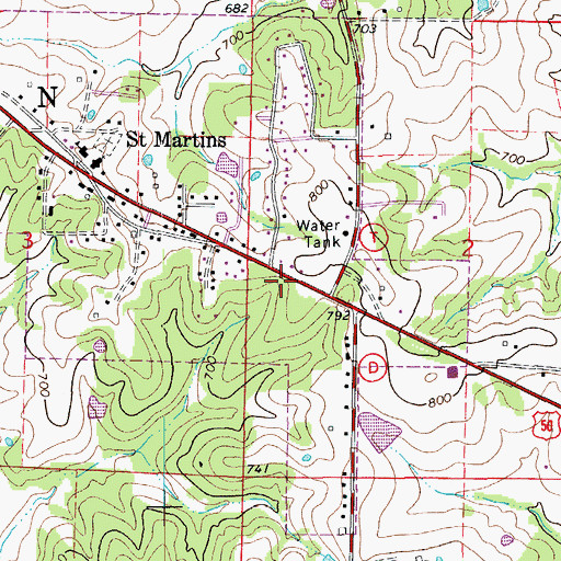 Topographic Map of Regional West Fire Protection District Station 2, MO