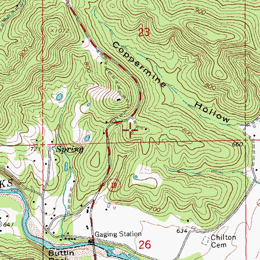 Topographic Map of Missouri Department of Conservation Forestry Ozark Regional Field Fire Facility Office Eminence, MO