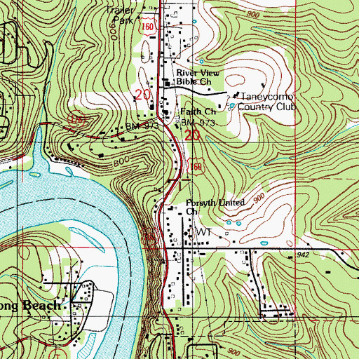Topographic Map of Central Taney County Fire Protection District Station 1, MO