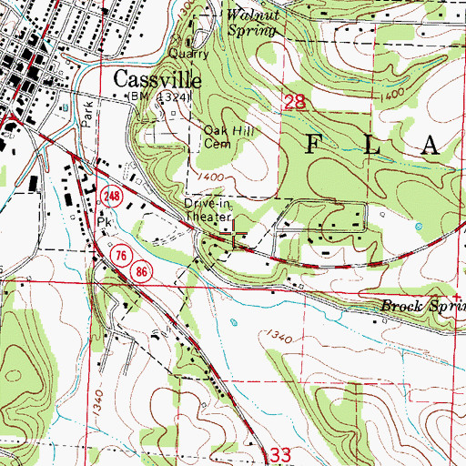 Topographic Map of Missouri Department of Conservation Forestry Southwest Regional Field Fire Office Cassville, MO