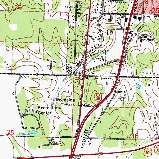 Topographic Map of Missouri Department of Conservation Forestry Southwest Regional Field Fire Office Neosho, MO