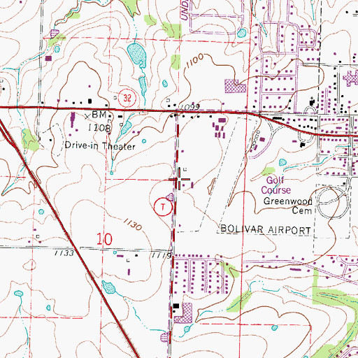 Topographic Map of Department of Conservation Southwest Field Fire Office Bolivar, MO