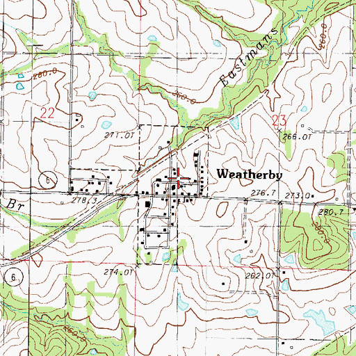 Topographic Map of Central Dekalb County Fire Protection District Weatherby, MO