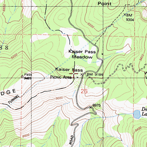 Topographic Map of Kaiser Pass, CA