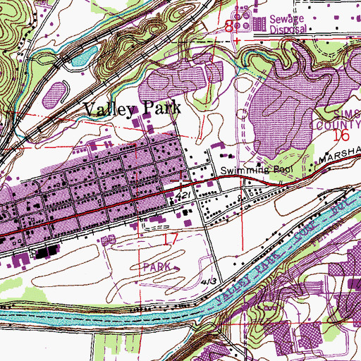 Topographic Map of Valley Park Fire District Station 1, MO