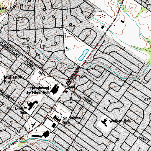 Topographic Map of Florissant Valley Fire Protection District Station 3, MO