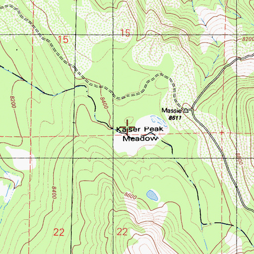 Topographic Map of Kaiser Peak Meadows, CA