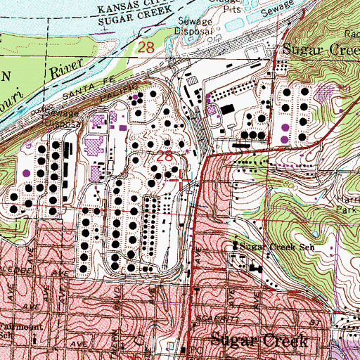 Topographic Map of Sugar Creek Fire Department, MO