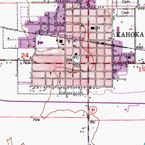 Topographic Map of Kahoka Fire Department, MO