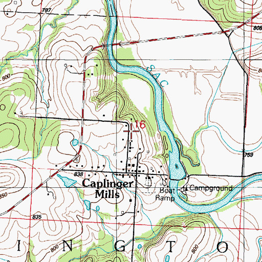 Topographic Map of Caplinger Mills Volunteer Fire Department, MO