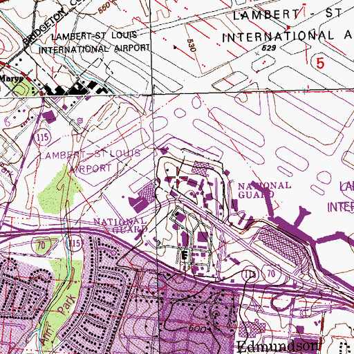 Topographic Map of 131st Fighter Wing Fire Protection, MO