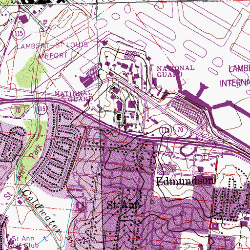 Topographic Map of 231st Civil Engineering Flight - Missouri Air Guard Fire Department, MO