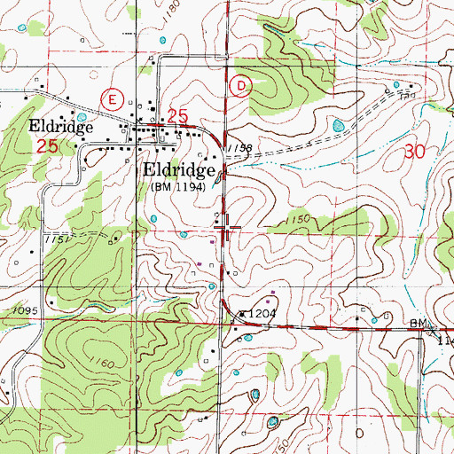 Topographic Map of Eldridge Volunteer Fire Department, MO