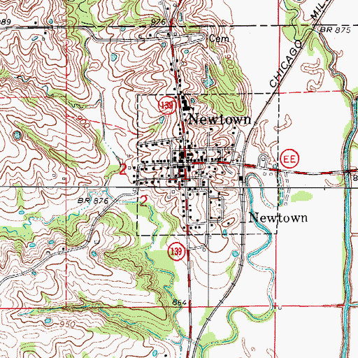 Topographic Map of Medicine Creek Fire Protection District, MO