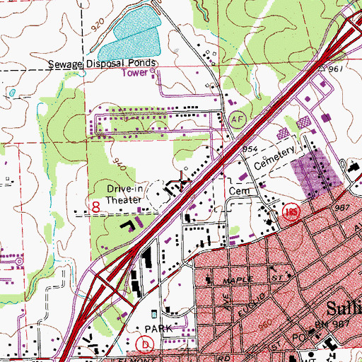Topographic Map of Missouri Department of Conservation Forestry Saint Louis Regional Field Fire Office Sullivan, MO
