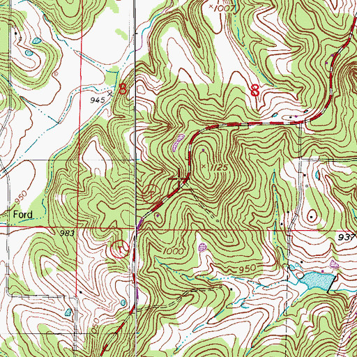 Topographic Map of Hazelgreen Fire Protection District Station 3, MO