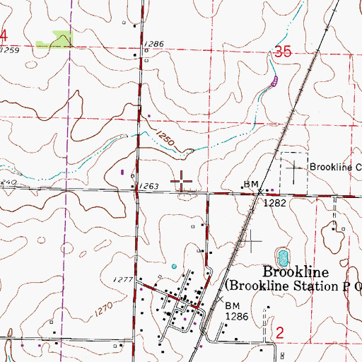 Topographic Map of Republic Fire Department Station 2 Brookline, MO