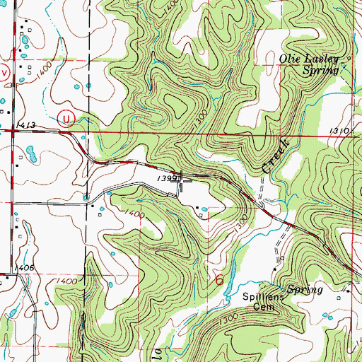 Topographic Map of Logan - Rogersville Fire Protection District Station 3, MO
